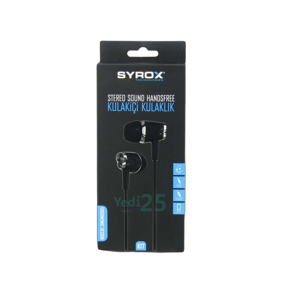 Syrox K17 Mikrofonlu Stereo Kulak İçi Kulaklık