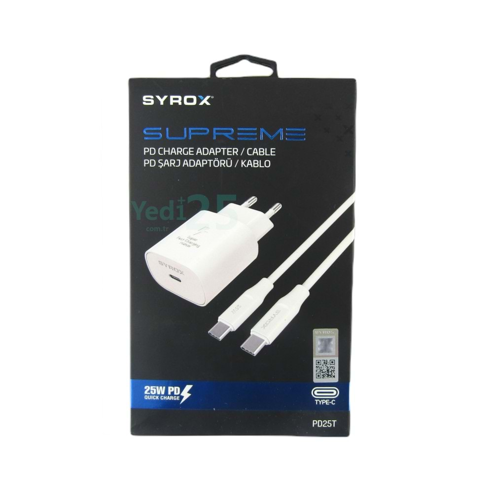 Syrox PD25T Qc3.0 Pd 25w 3A Type-c To Type-c Şarj Aleti