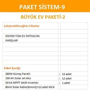 Büyük Ev Solar Sistem Paketi (Paket 9)