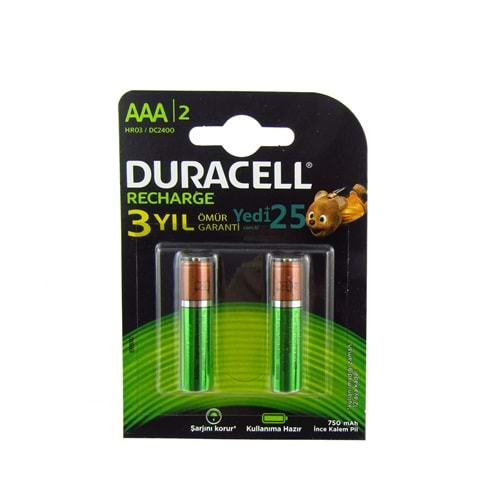 Duracell Şarjlı AAA İnce 750Mah Pil 2'li